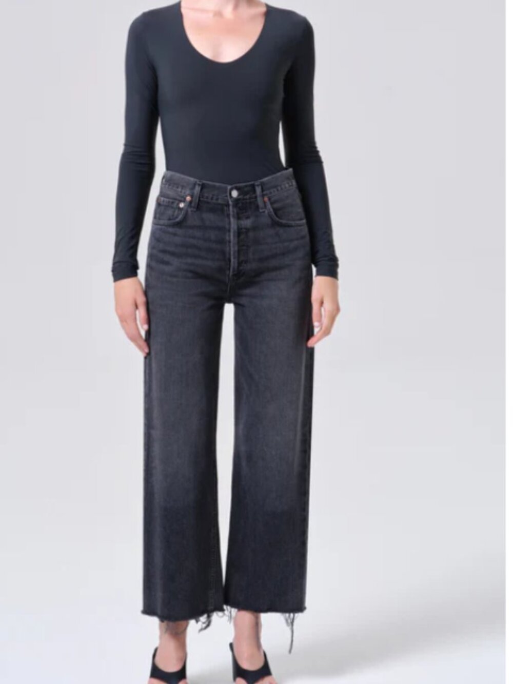 Agolde Black Washed Wide Leg Jeans